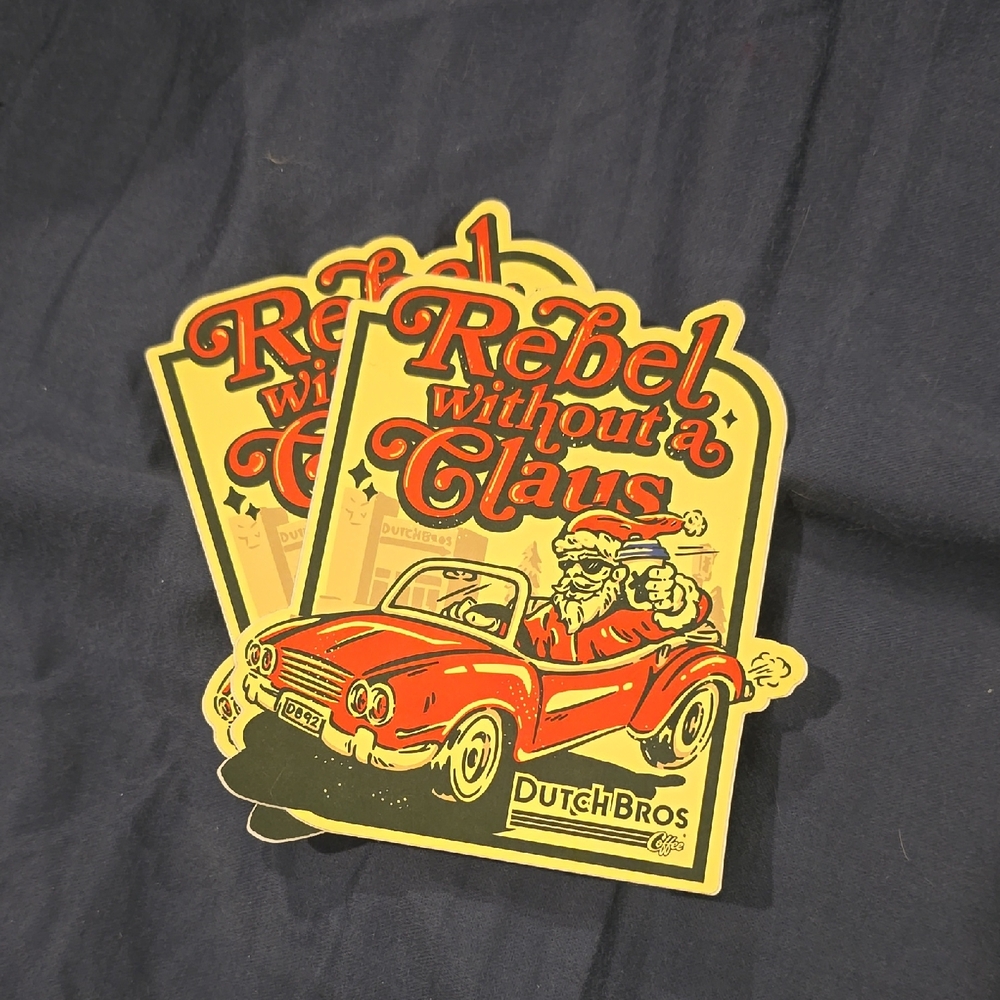 Dutch Bros Festive Rebel Sticker - Red and Yellow